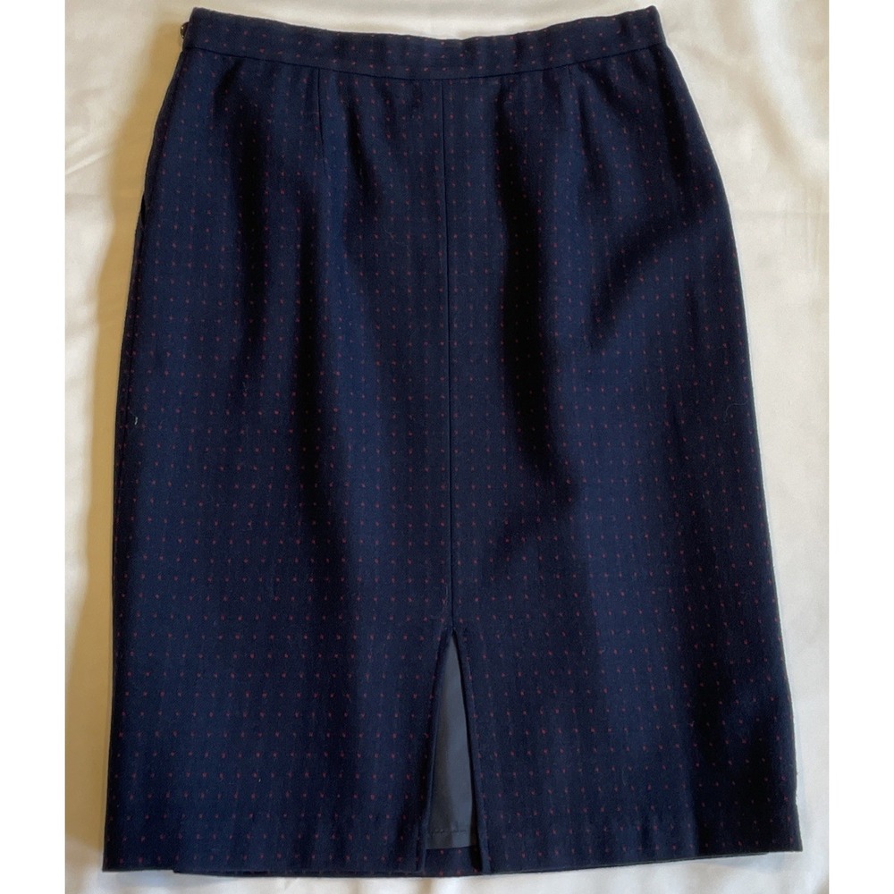 Vintage Pendleton Wool Aline Skirt Size 14 Pockets Blue W/red Dots 70's/80's USA - Picture 11 of 14